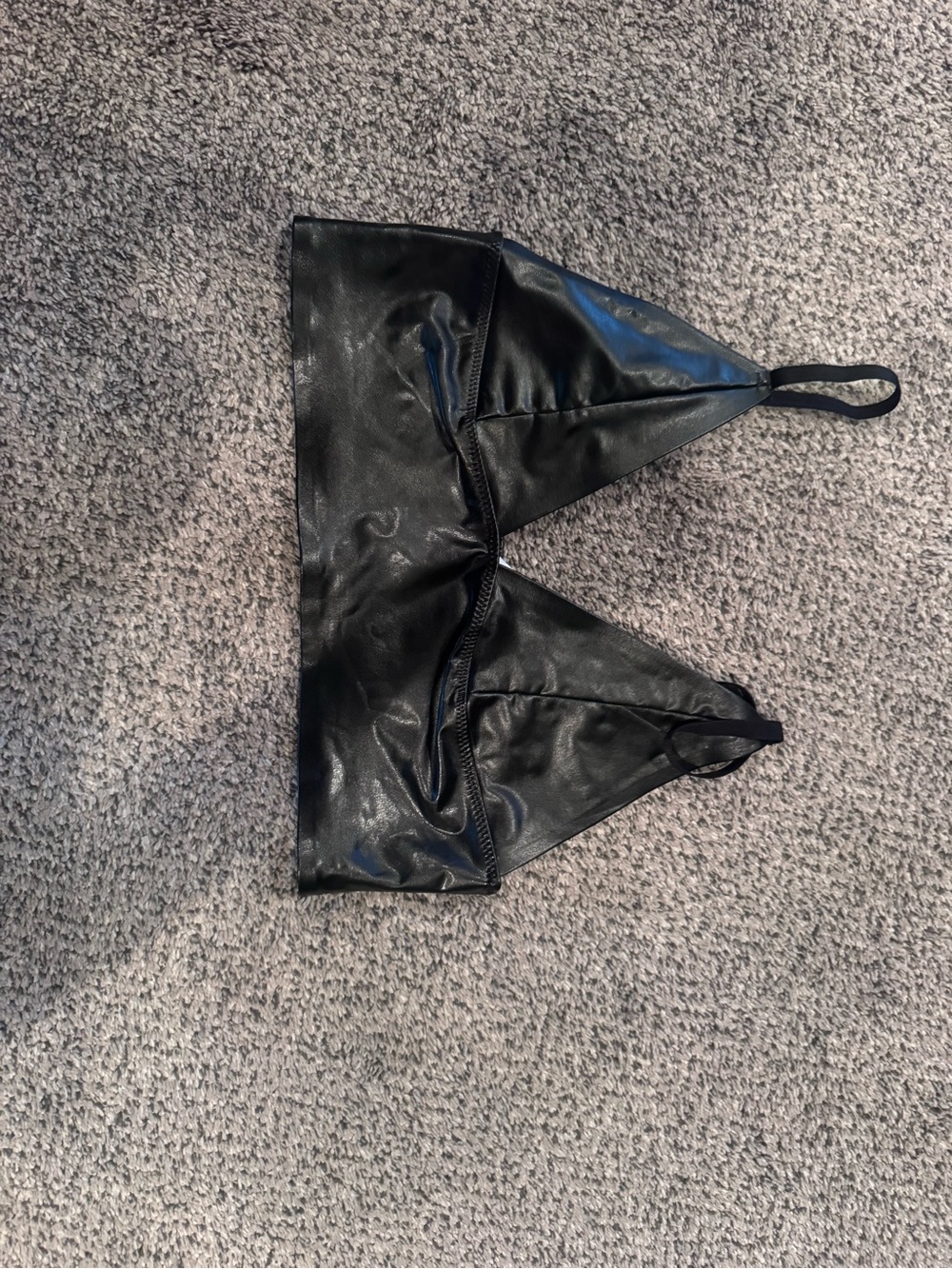 Black Faux Leather Bralette Top